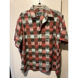 Orvis Shirt Mens XL Red Button Up Short Sleeve Collared Checkered